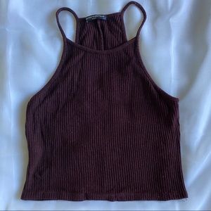 Brandy Melville Ribbed Maroon Halter Top